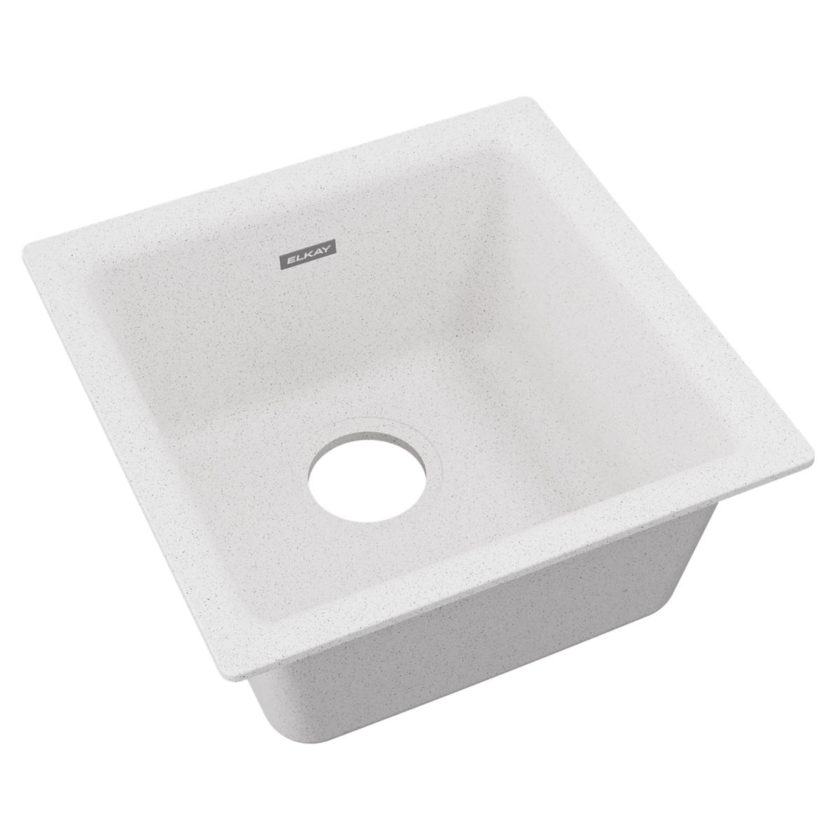 Elkay Quartz Classic 15-3/4" x 15-3/4" x 7-11/16", Single Bowl Dual Mount Bar Sink, White ELG1616WH0