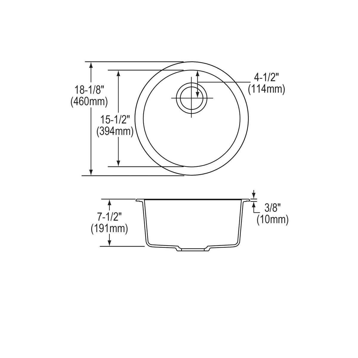 Elkay Quartz Classic 18-1/8" x 18-1/8" x 7-1/2", Single Bowl Dual Mount Bar Sink, Greystone ELG16FBGS0