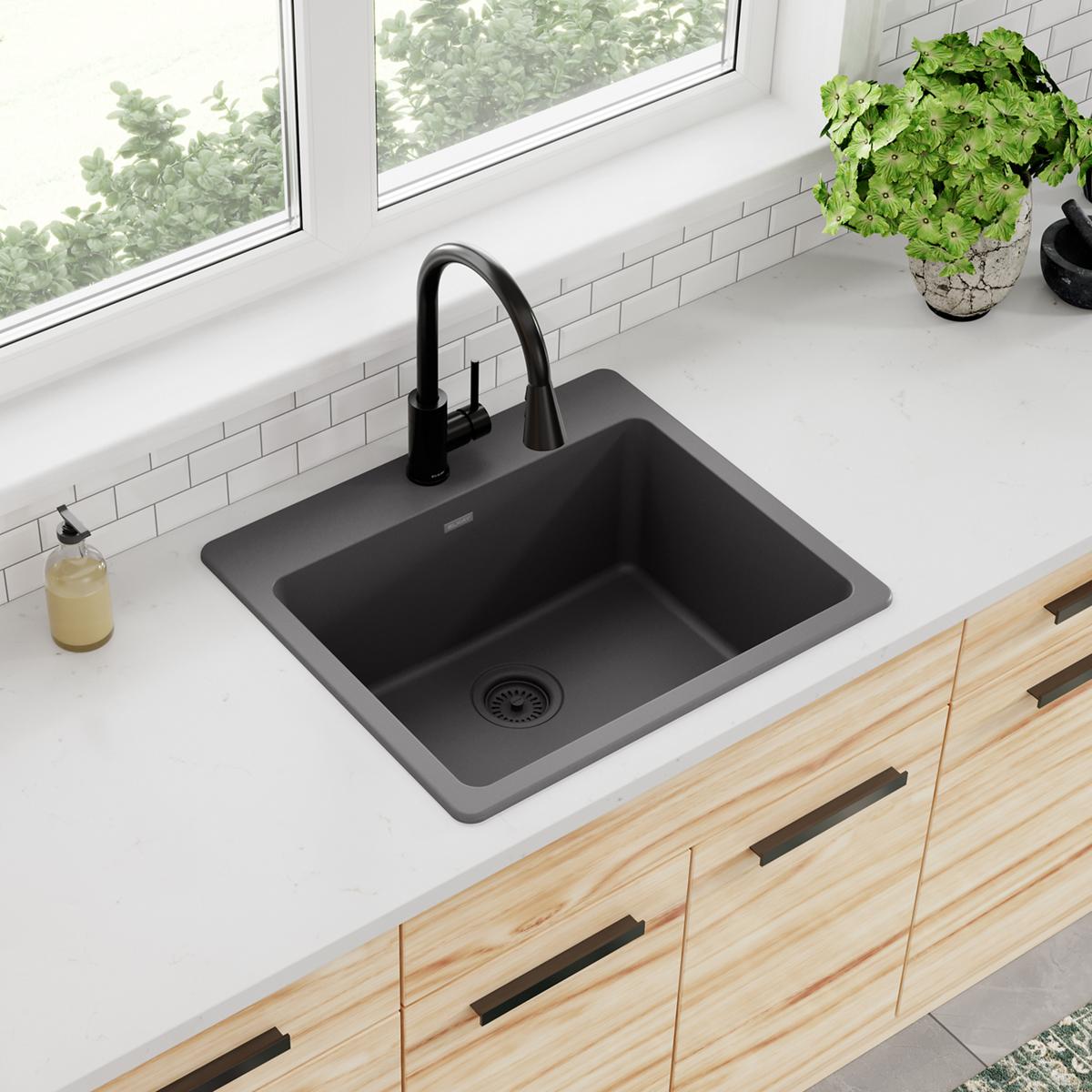 Elkay Quartz Classic 25" x 22" x 9-1/2", Single Bowl Drop-in Sink, Dusk Gray ELG2522GY0