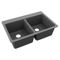 Elkay Quartz Classic 33" x 22" x 9-1/2" Double Bowl Drop-in Sink Graphite ELG3322GT0