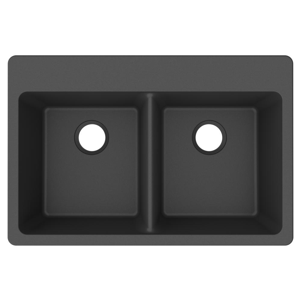 Elkay Quartz Classic 33" x 22" x 9-1/2" Double Bowl Drop-in Sink Matte Black ELG3322MB0