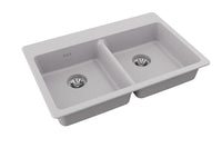 Elkay Quartz Classic 33" x 22" x 5-1/2" Double Bowl Drop-in ADA Sink with Perfect Drain Greystone ELGAD3322PDGS0