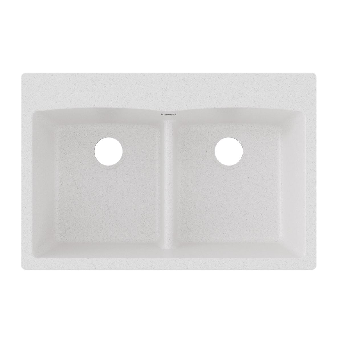 Elkay Quartz Classic 33" x 22" x 10", Equal Double Bowl Drop-in Sink with Aqua Divide, White ELGDLB3322WH0