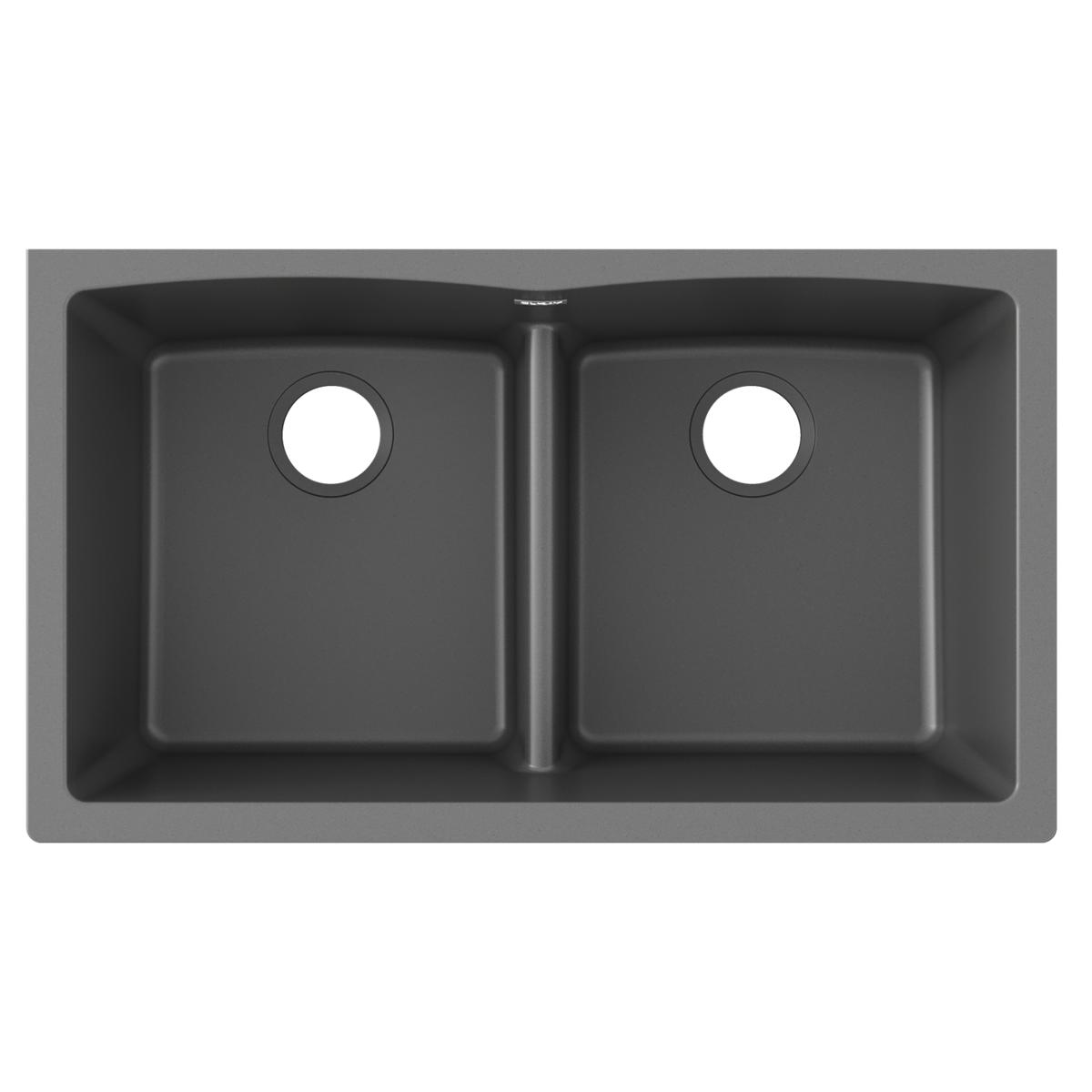 Elkay Quartz Classic 33" x 19" x 10", Equal Double Bowl Undermount Sink with Aqua Divide, Dusk Gray ELGDULB3322GY0
