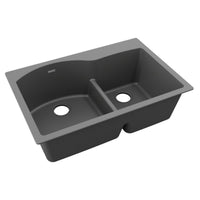Elkay Quartz Classic 33" x 22" x 10", Offset 60/40 Double Bowl Drop-in Sink with Aqua Divide, Dusk Gray ELGH3322RGY0