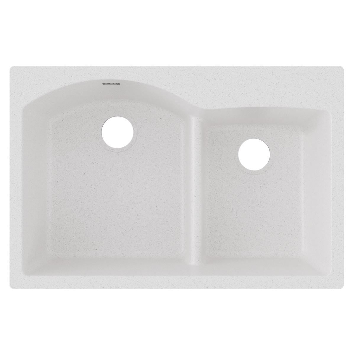 Elkay Quartz Classic 33" x 22" x 10", Offset 60/40 Double Bowl Drop-in Sink with Aqua Divide, White ELGH3322RWH0