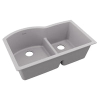 Elkay Quartz Classic 33" x 22" x 10", Offset 60/40 Double Bowl Undermount Sink with Aqua Divide, Greystone ELGHU3322RGS0