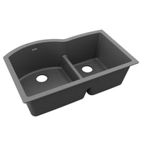 Elkay Quartz Classic 33" x 22" x 10", Offset 60/40 Double Bowl Undermount Sink with Aqua Divide, Dusk Gray ELGHU3322RGY0