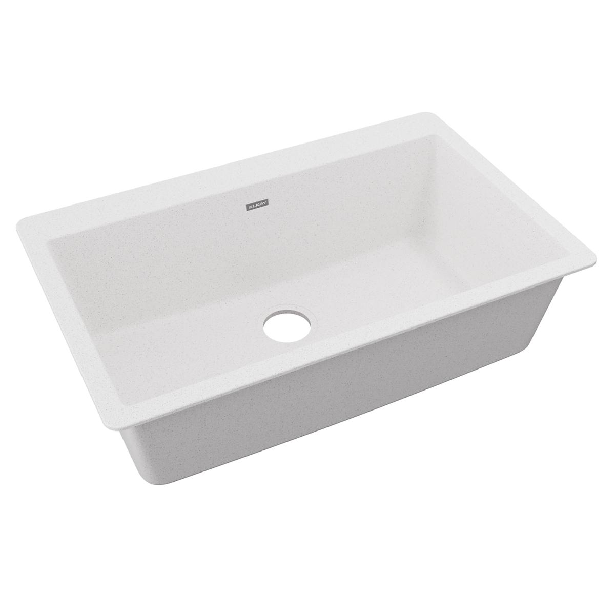Elkay Quartz Classic 33" x 20-7/8" x 9-7/16", Single Bowl Drop-in Sink, White ELGR13322WH0