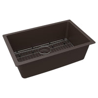 Elkay Quartz Classic 29-1/2" x 18-3/4" x 9-1/2" Single Bowl Undermount Sink Kit Mocha ELGRU13022MC0C