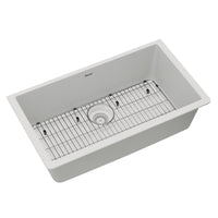 Elkay Quartz Classic 33" x 18-7/16" x 9-7/16", Single Bowl Undermount Sink Kit, White ELGRU13322WH0C