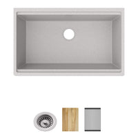Elkay Quartz Classic 33" x 22" x 9-1/2" Single Bowl Undermount Workstation Sink 4pc Kit Greystone ELGRU13322WOGS0