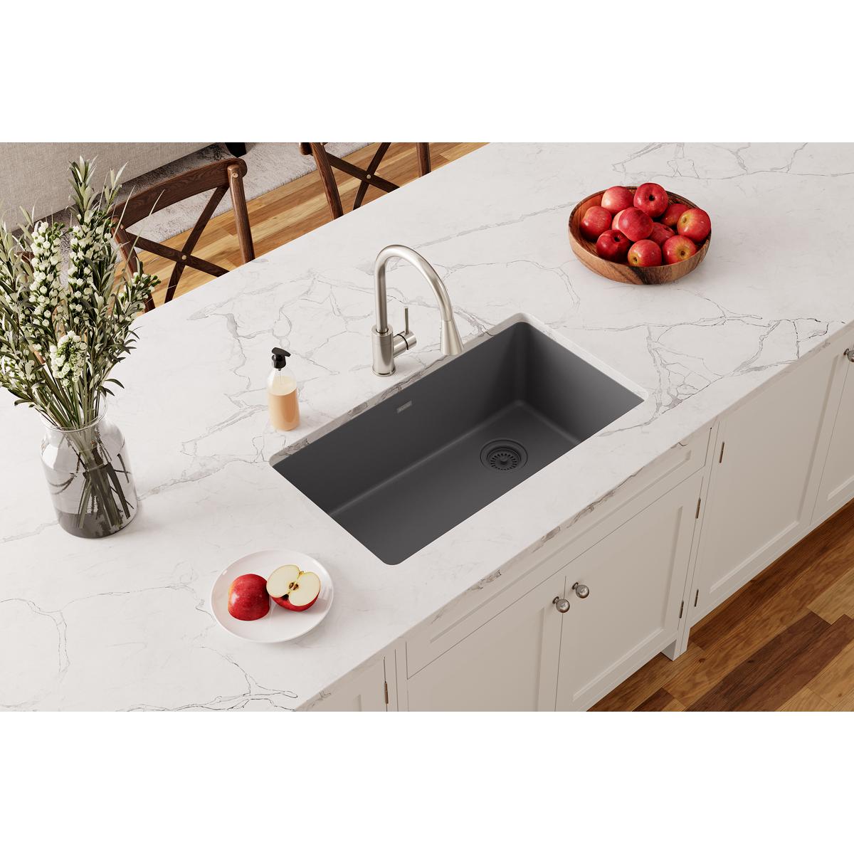 Elkay Quartz Classic 33" x 18-3/4" x 9-1/2", Single Bowl Undermount Sink, Dusk Gray ELGU13322GY0