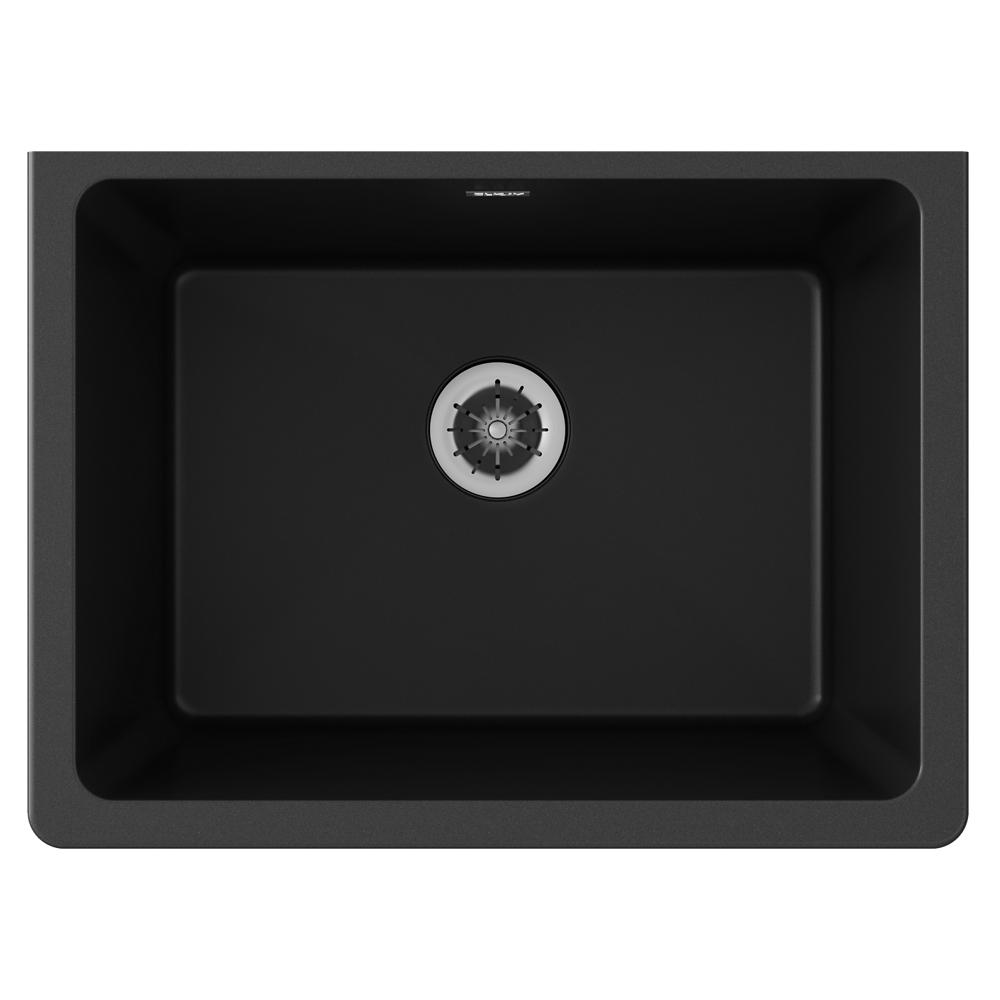 Elkay Quartz Classic 25" x 18-1/2" x 11-13/16" Undermount Laundry Sink with Perfect Drain Black ELGU251912PDBK0