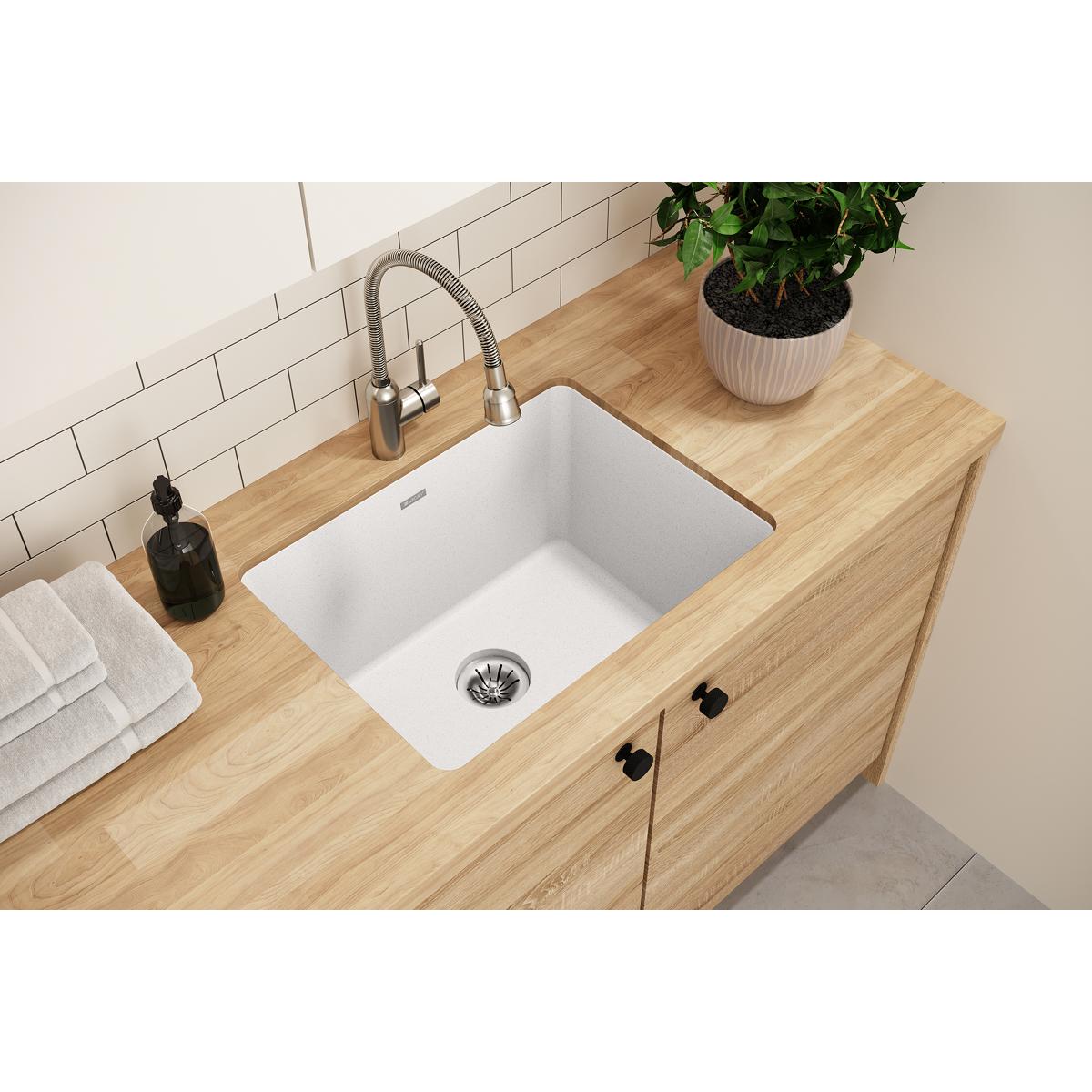 Elkay Quartz Classic 25" x 18-1/2" x 11-13/16" Undermount Laundry Sink with Perfect Drain White ELGU251912PDWH0