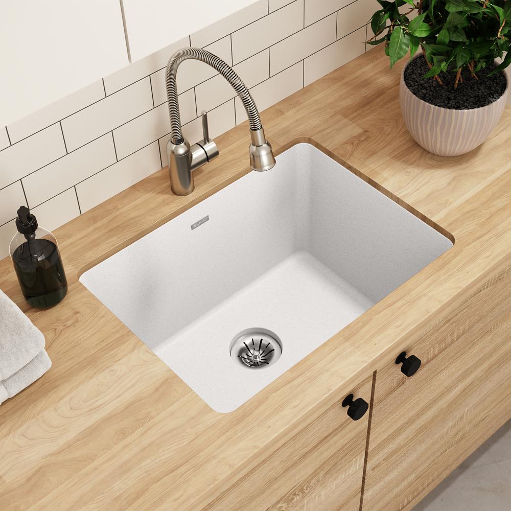 Elkay Quartz Classic 25" x 18-1/2" x 11-13/16" Undermount Laundry Sink with Perfect Drain White ELGU251912PDWH0