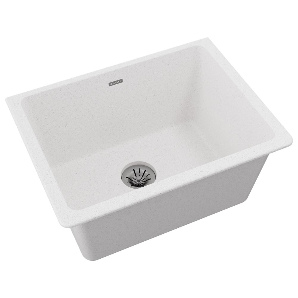 Elkay Quartz Classic 25" x 18-1/2" x 11-13/16" Undermount Laundry Sink with Perfect Drain White ELGU251912PDWH0