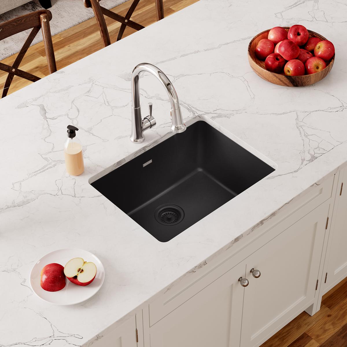 Elkay Quartz Classic 24-5/8" x 18-1/2" x 9-1/2", Single Bowl Undermount Sink, Black ELGU2522BK0