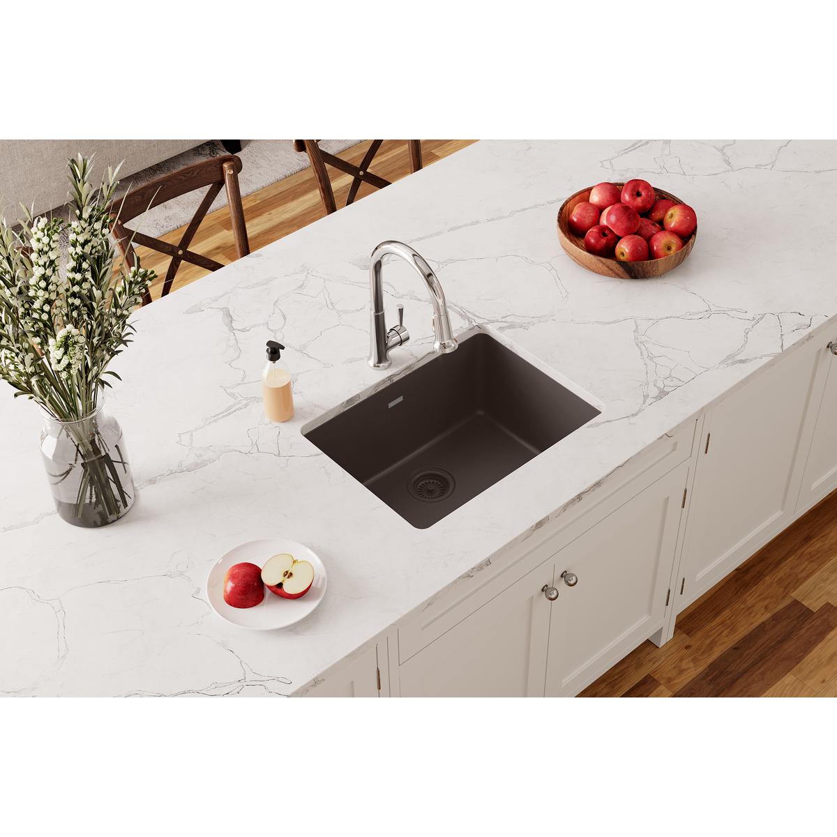 Elkay Quartz Classic 24-5/8" x 18-1/2" x 9-1/2", Single Bowl Undermount Sink, Mocha ELGU2522MC0