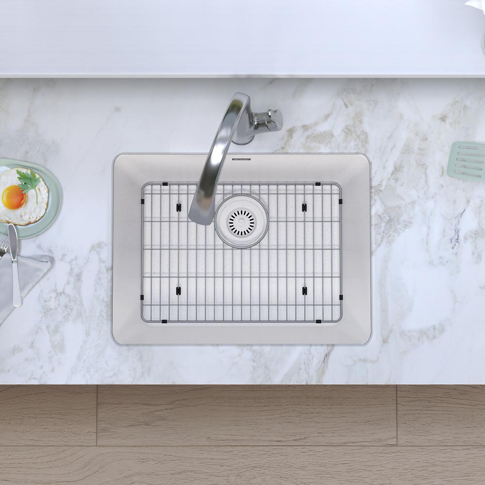Elkay Quartz Classic 24-5/8" x 18-1/2" x 9-1/2" Single Bowl Undermount Sink Kit with Filtered Faucet White ELGU2522WH0FLC