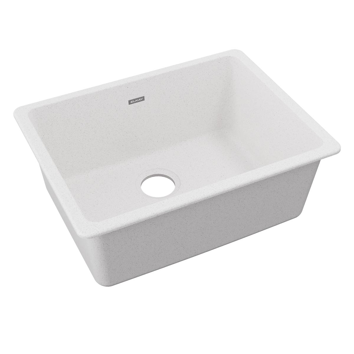 Elkay Quartz Classic 24-5/8" x 18-1/2" x 9-1/2", Single Bowl Undermount Sink, White ELGU2522WH0