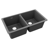 Elkay Quartz Classic 33" x 18-1/2" x 9-1/2", Equal Double Bowl Undermount Sink, Dusk Gray ELGU3322GY0