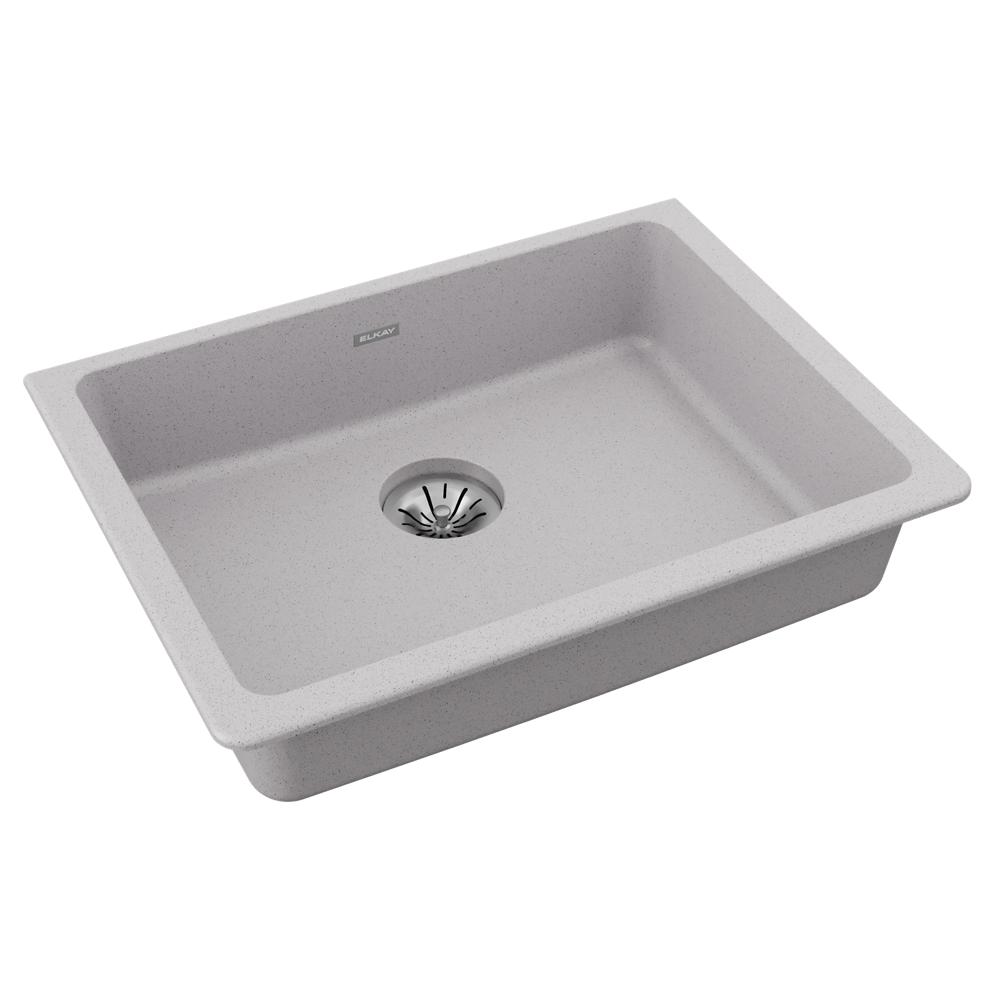 Elkay Quartz Classic 25" x 18-1/2" x 5-1/2" Single Bowl Undermount ADA Sink with Perfect Drain Greystone ELGUAD2519PDGS0