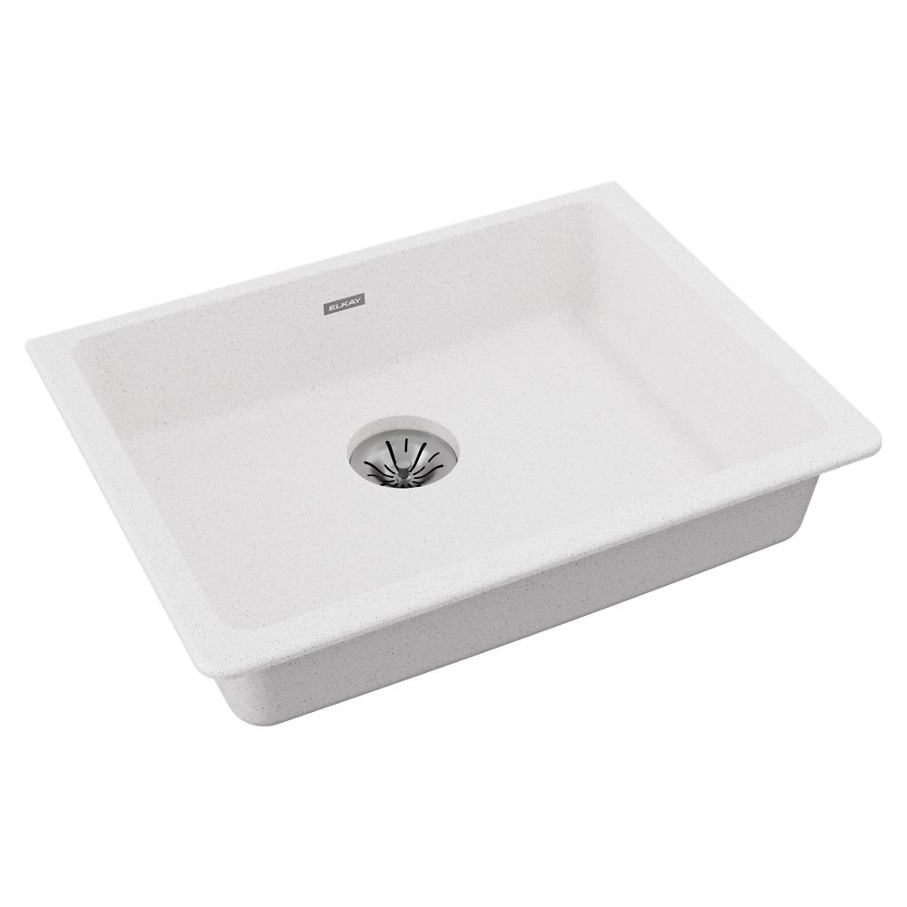 Elkay Quartz Classic 25" x 18-1/2" x 5-1/2" Single Bowl Undermount ADA Sink with Perfect Drain White ELGUAD2519PDWH0