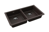 Elkay Quartz Classic 33" x 18-1/2" x 5-1/2" Double Bowl Undermount ADA Sink with Perfect Drain Mocha ELGUAD3319PDMC0