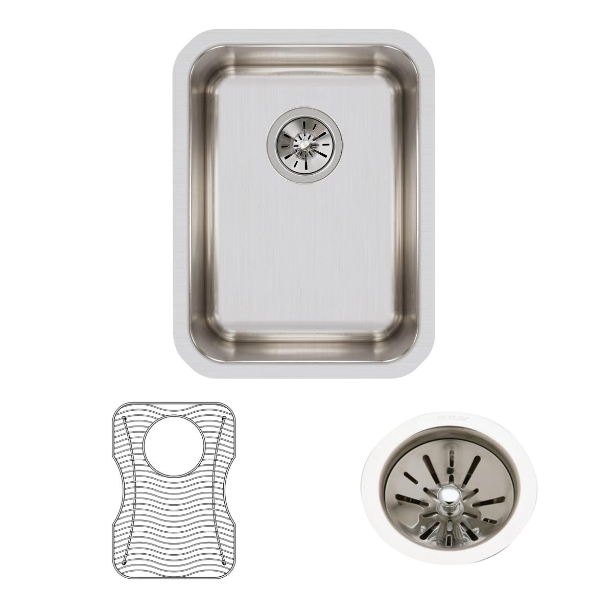 Elkay Lustertone Classic Stainless Steel 14" x 18-1/2" x 7-7/8", Single Bowl Undermount Sink Kit ELUH1116DBG