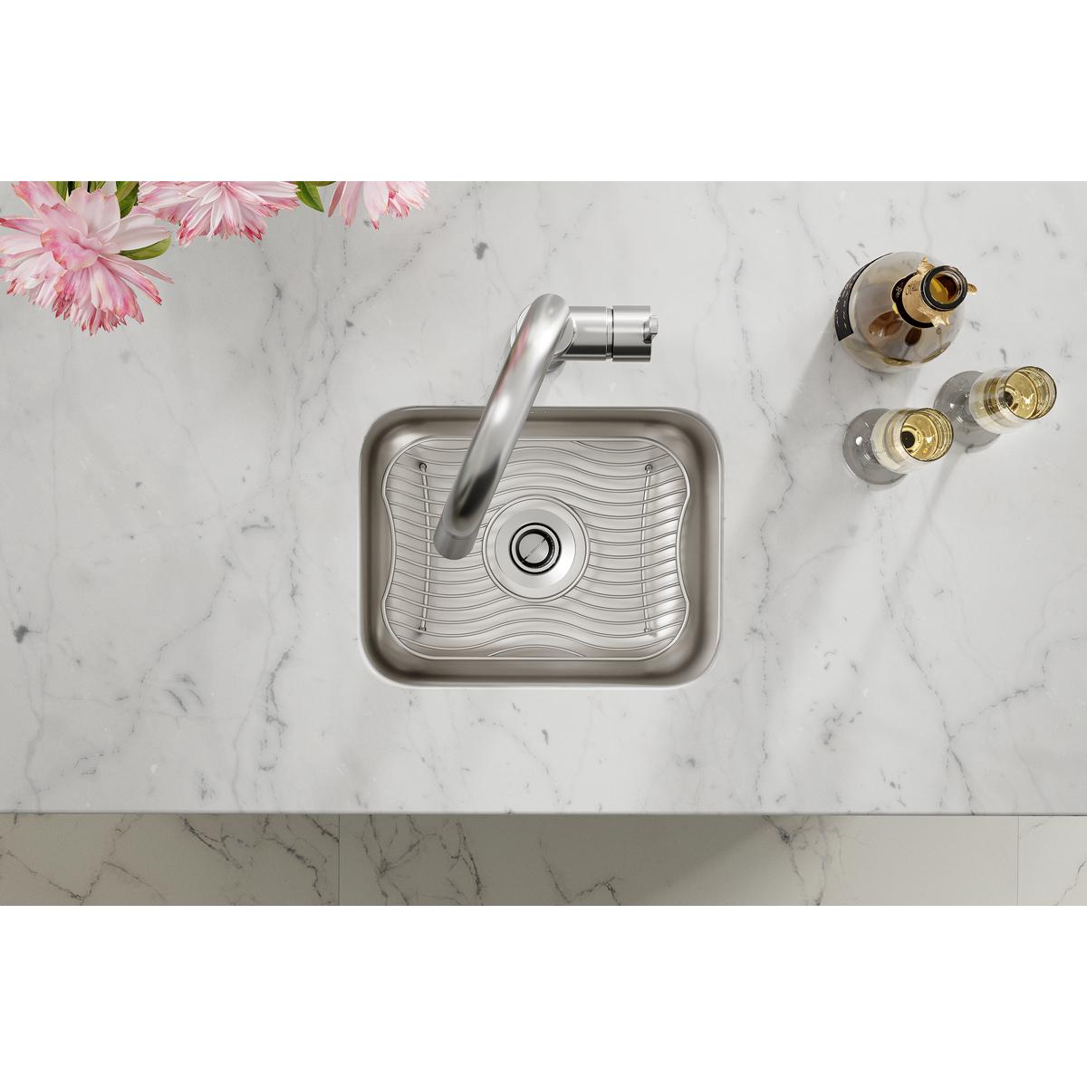 Elkay Lustertone Classic Stainless Steel 14-1/2" x 11-3/4" x 7", Single Bowl Undermount Bar Sink Kit ELUH129DBG