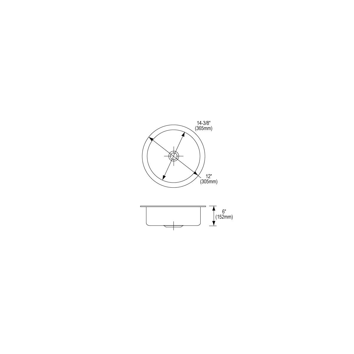 Elkay Lustertone Classic Stainless Steel 14-3/8" x 14-3/8" x 6", Single Bowl Undermount Sink ELUH12FB