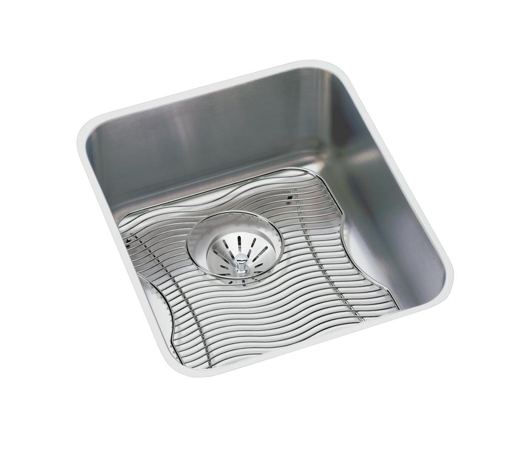 Elkay Lustertone Classic Stainless Steel 16" x 18-1/2" x 7-7/8" Single Bowl Undermount Sink Kit with Perfect Drain ELUH1316PDBG