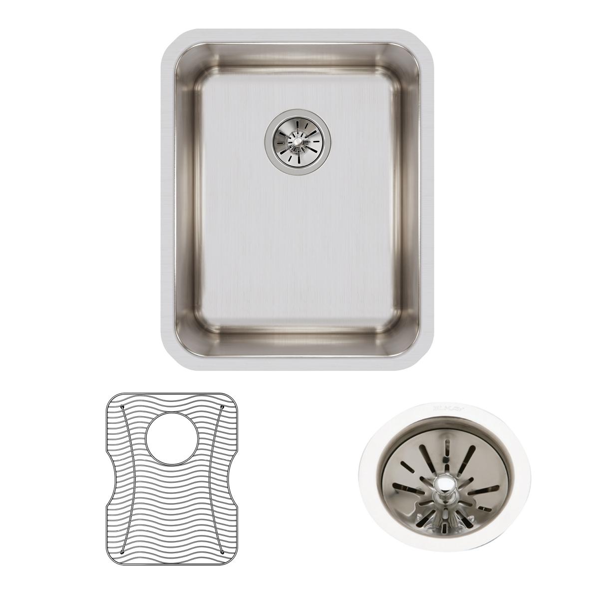 Elkay Lustertone Classic Stainless Steel, 16-1/2" x 20-1/2" x 9-7/8", Single Bowl Undermount Sink Kit ELUH141810DBG