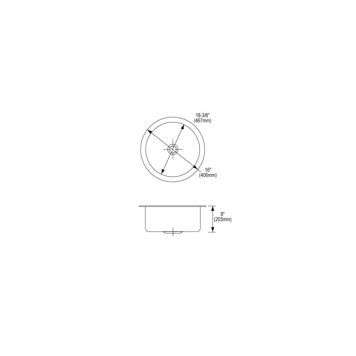 Elkay Lustertone Classic Stainless Steel 18-3/8" x 18-3/8" x 8", Single Bowl Undermount Sink Kit ELUH16FBDBG
