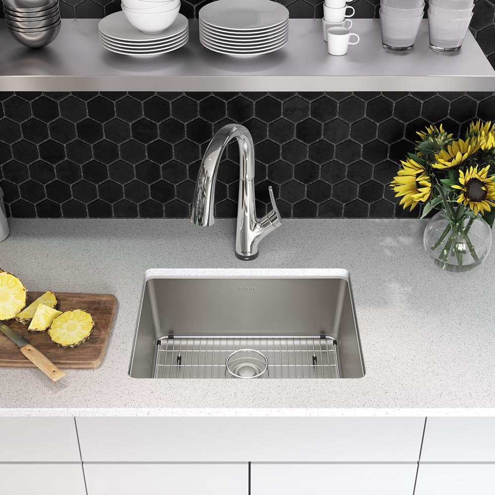 Elkay Lustertone Iconix 18 Gauge Stainless Steel 23-1/2" x 18-1/4" x 9" Single Bowl Undermount Sink Kit with Filtered Faucet ELUH2115TFLC