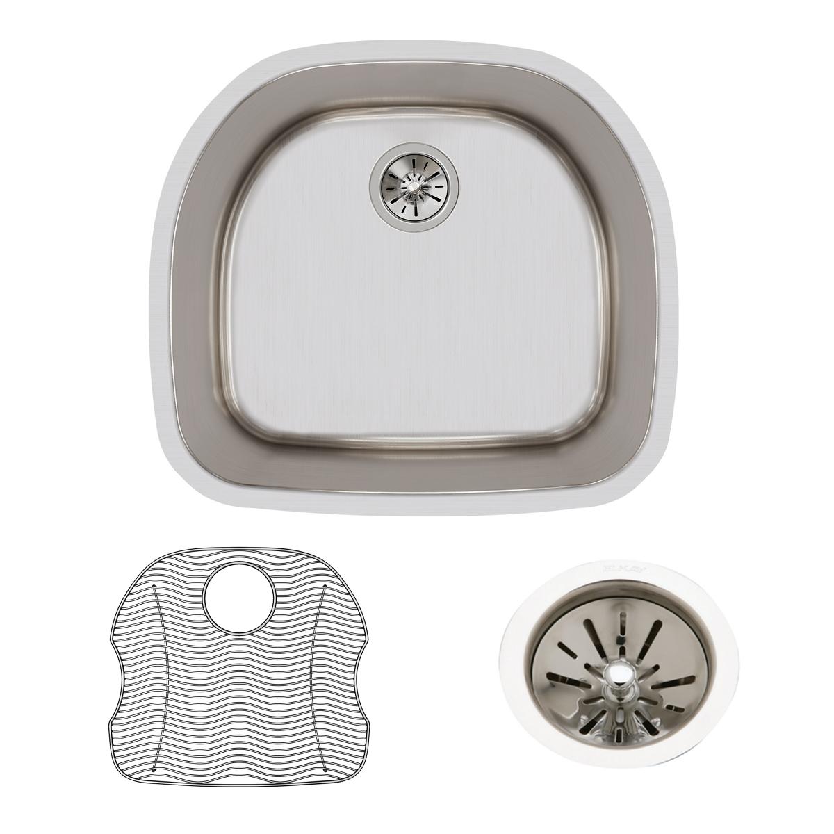 Elkay Lustertone Classic Stainless Steel 23-5/8" x 21-1/4" x 10", Single Bowl Undermount Sink Kit ELUH211810DBG