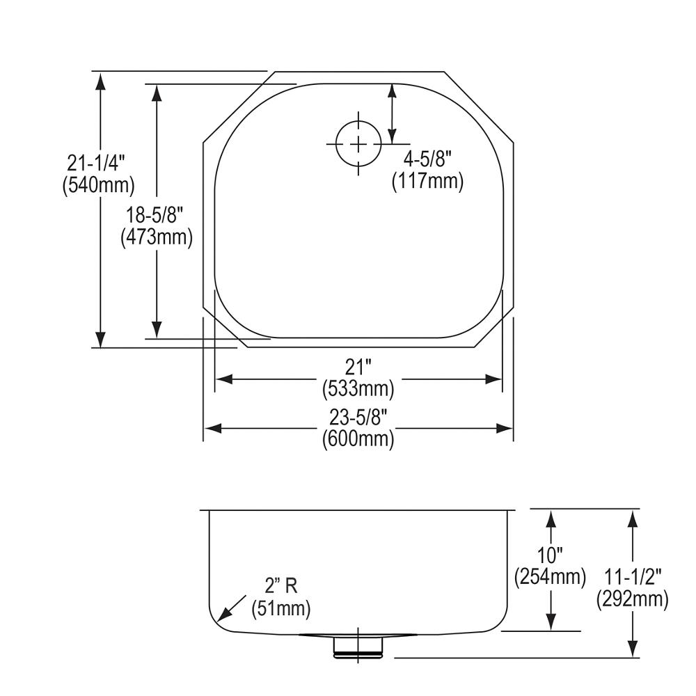 Elkay Lustertone Classic Stainless Steel 23-5/8" x 21-1/4" x 10" Single Bowl Undermount Sink with Perfect Drain ELUH211810PD
