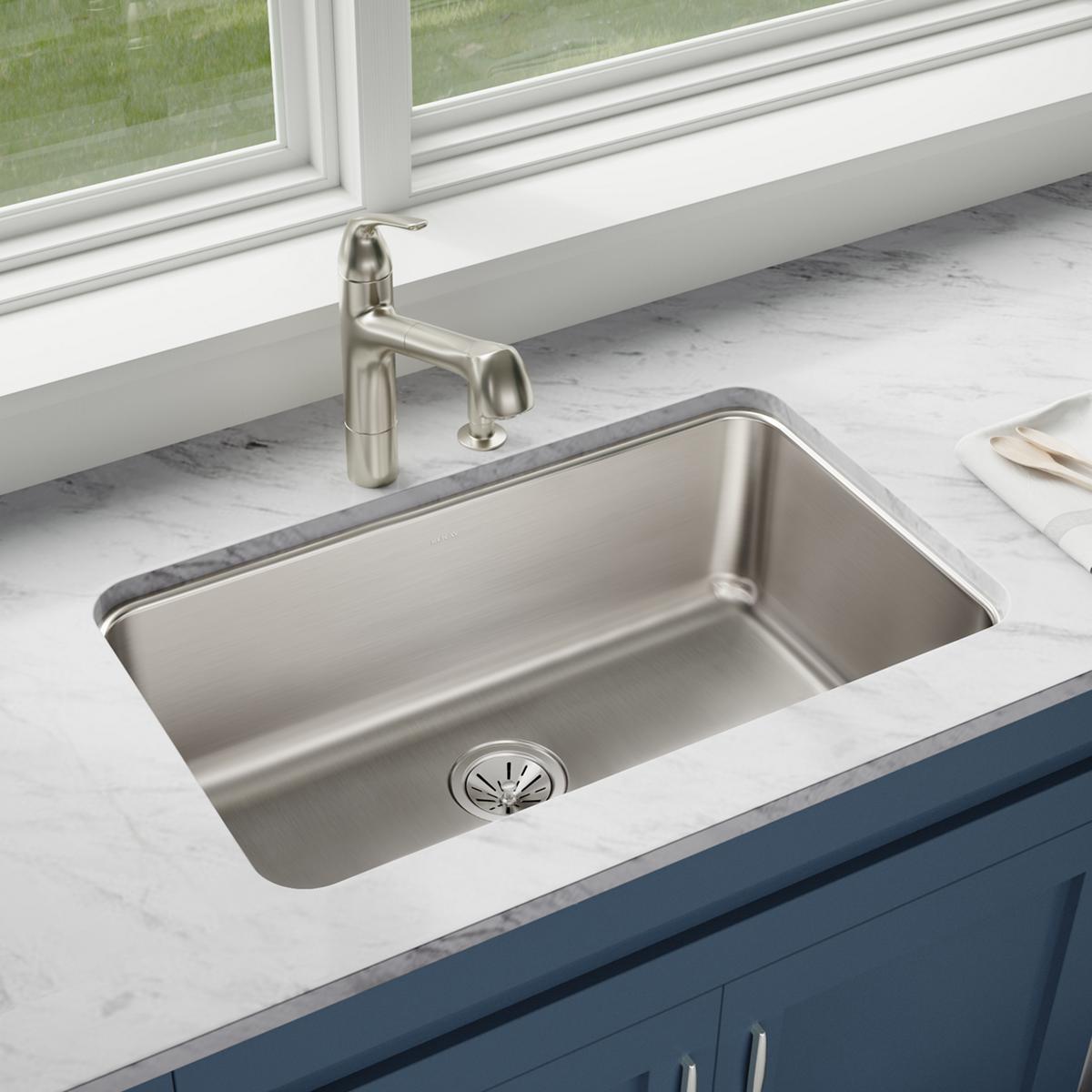 Elkay Lustertone Classic Stainless Steel 30-1/2" x 18-1/2" x 10", Single Bowl Undermount Sink ELUH281610