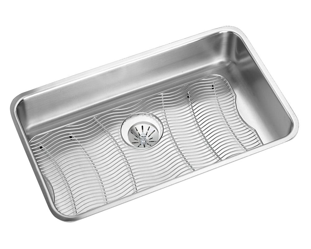 Elkay Lustertone Classic Stainless Steel 30-1/2" x 18-1/2" x 7-1/2" Single Bowl Undermount Sink Kit w/Perfect Drain ELUH2816PDBG