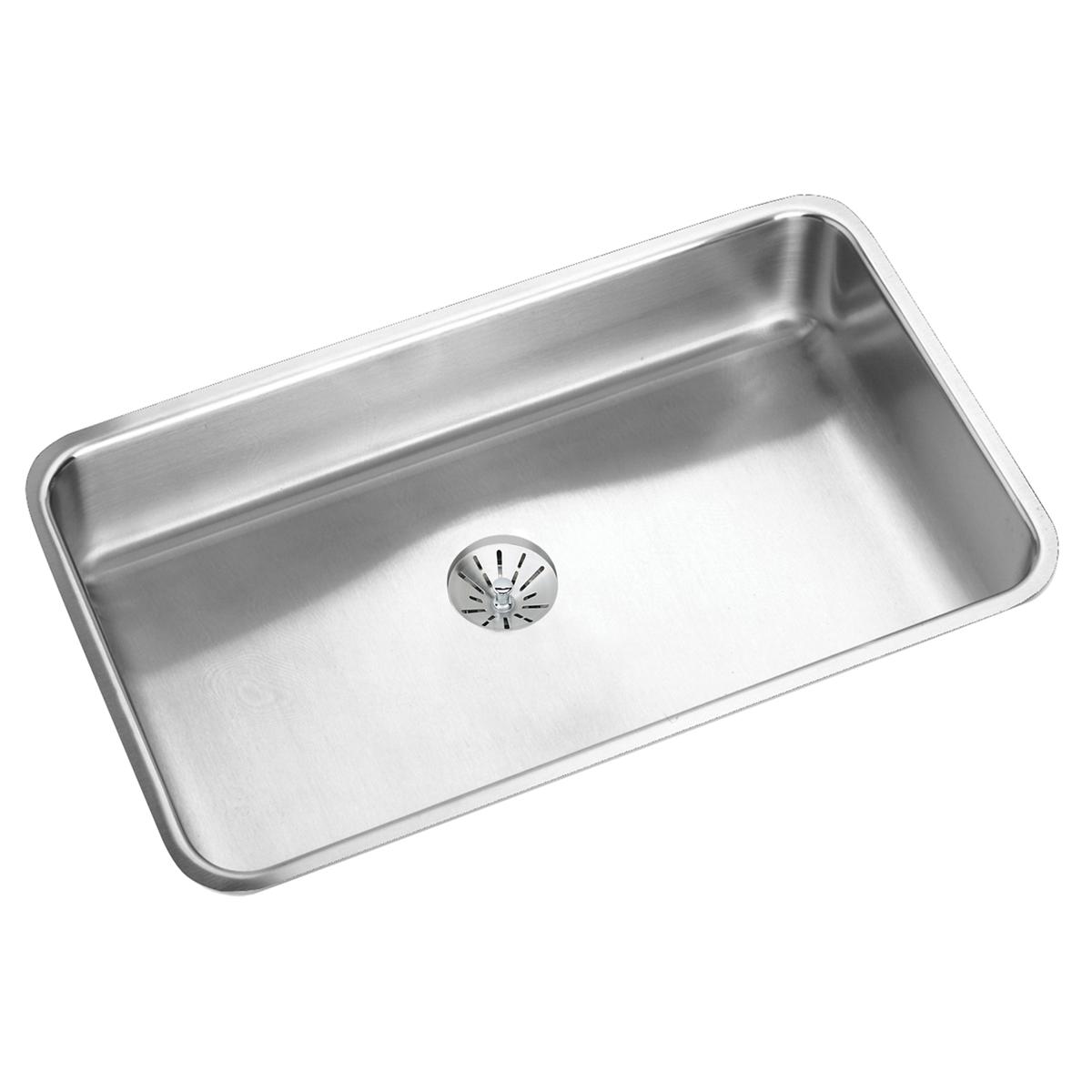 Elkay Lustertone Classic Stainless Steel, 30-1/2" x 18-1/2" x 4-3/8", Single Bowl Undermount ADA Sink w/Perfect Drain ELUHAD281645PD