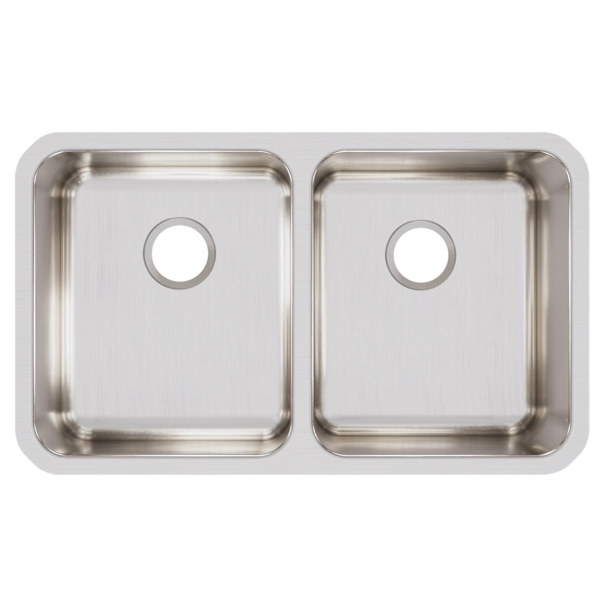 Elkay Lustertone Classic Stainless Steel 30-3/4" x 18-1/2" x 7-7/8", Equal Double Bowl Undermount Sink ELUH3118