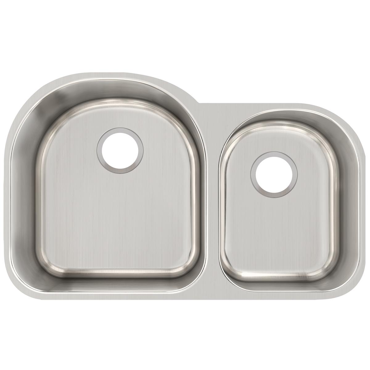 Elkay Lustertone Classic Stainless Steel 31-1/4" x 20" x 10", Offset 60/40 Double Bowl Undermount Sink ELUH311910R