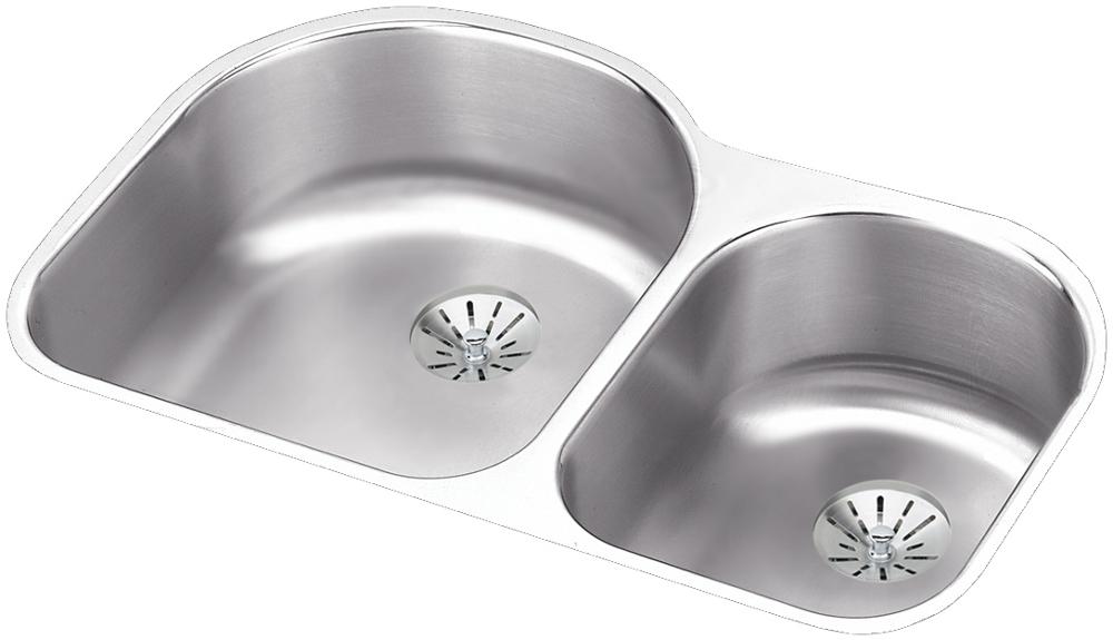 Elkay Lustertone Classic Stainless Steel 31-1/4" x 20" x 7-1/2" Offset 60/40 Double Undermount Sink w/Perfect Drain ELUH3119RPD
