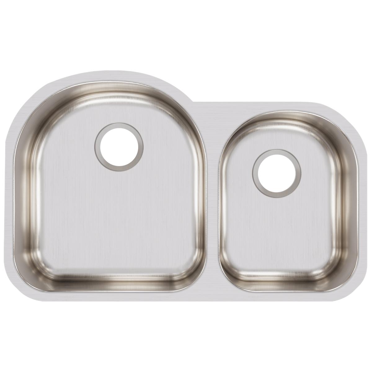 Elkay Lustertone Classic Stainless Steel 31-1/4" x 20" x 7-1/2", Offset 60/40 Double Bowl Undermount Sink ELUH3119R