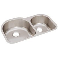 Elkay Lustertone Classic Stainless Steel 31-1/4" x 20" x 7-1/2", Offset 60/40 Double Bowl Undermount Sink ELUH3119R