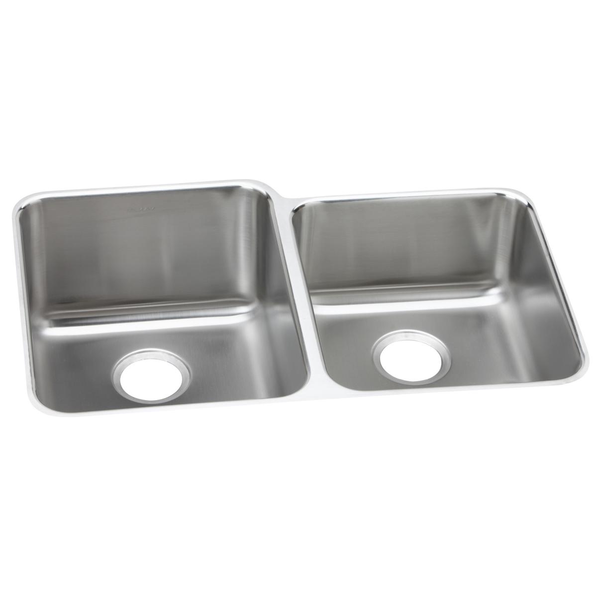 Elkay Lustertone Classic Stainless Steel 31-1/4" x 20-1/2" x 5-3/8", Offset Double Bowl Undermount ADA Sink ELUHAD312055R