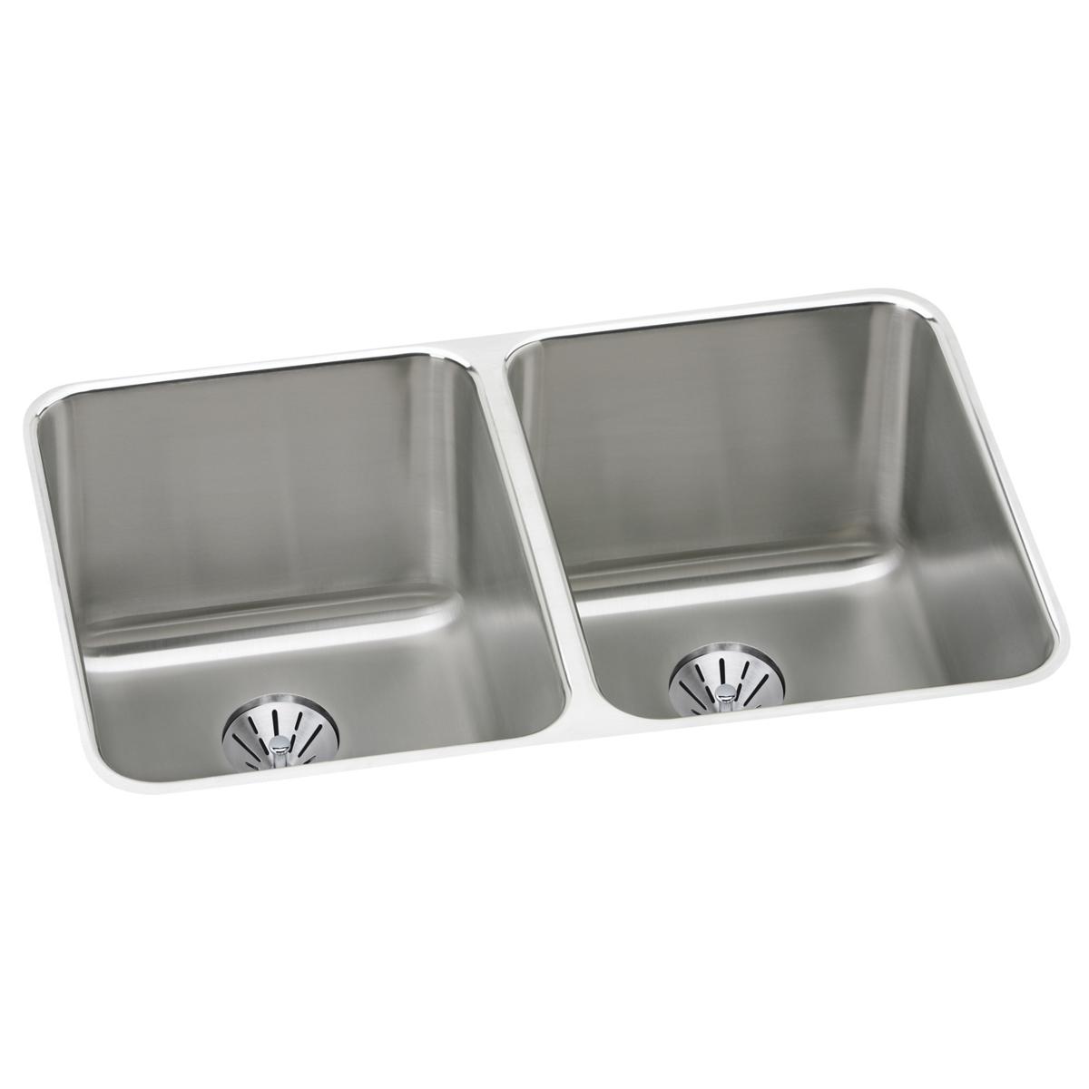 Elkay Lustertone Classic Stainless Steel 31-1/4" x 20" x 7-7/8" Double Bowl Undermount Sink with Perfect Drain ELUH3220PD