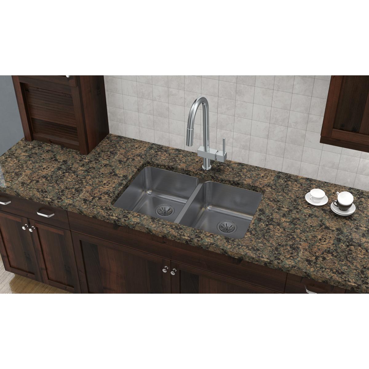 Elkay Lustertone Classic Stainless Steel 31-1/4" x 20" x 7-7/8", Equal Double Bowl Undermount Sink ELUH3220