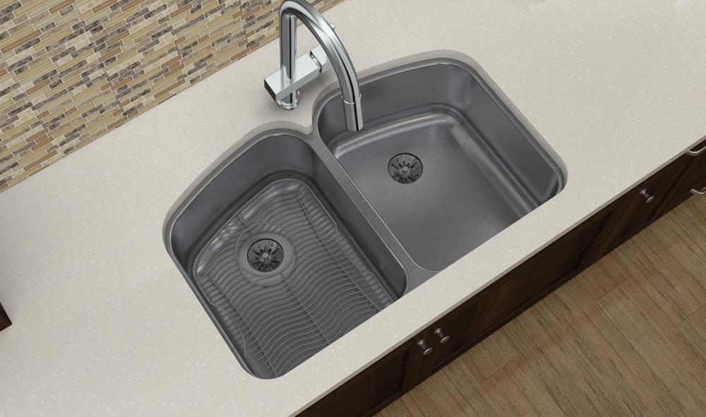 Elkay Lustertone Classic Stainless Steel 32-3/4" x 20-13/16" x 9" Double Bowl Undermount Sink w/Perfect Drain ELUH32229PD